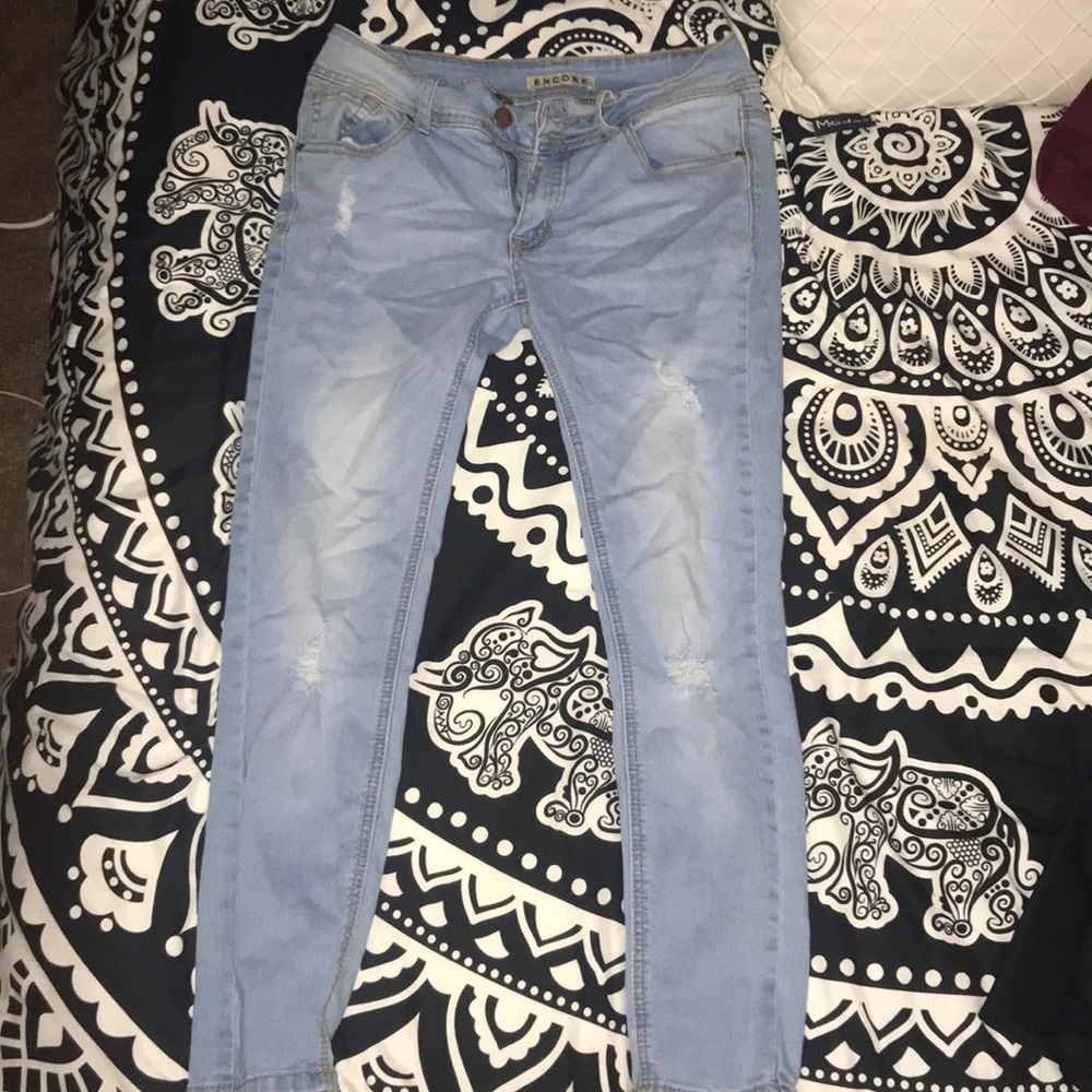 light washed blue jeans
